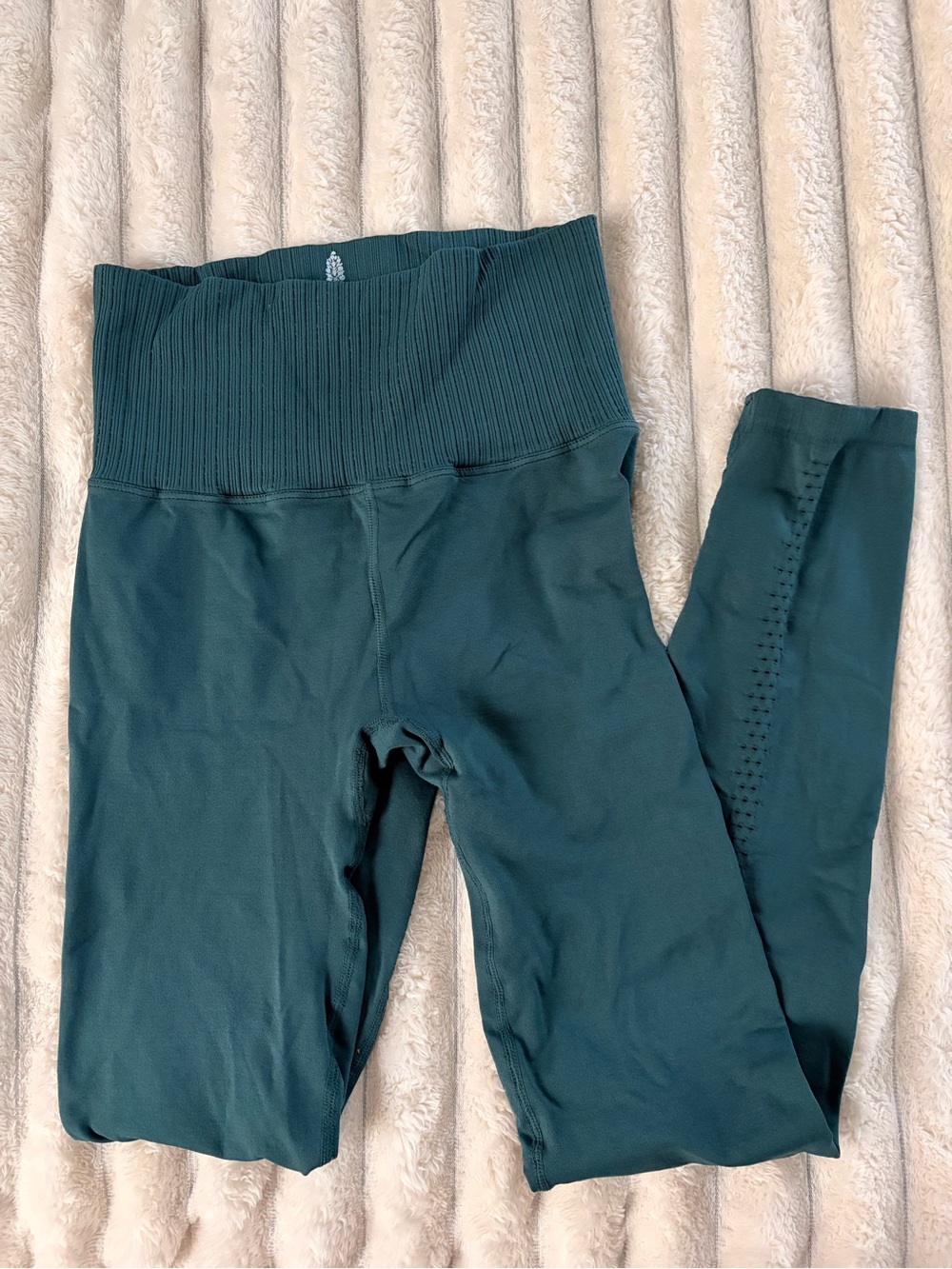 FP Movement by Free People Deep Teal High-Waist Ribbed Waistband Leggings